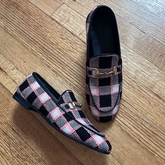 Gucci Jordaan Horsebit Multi Color Plaid Check Tweed Loafers Flats 34 - Picture 8 of 16